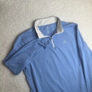 Rhoback men's blue performance quarter zip pullover preppy stretch L
